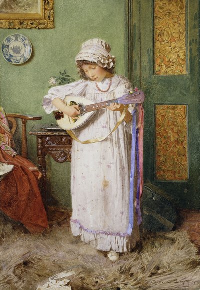 Egy mandolin játszó lány alkotó: Carlton Alfred Smith