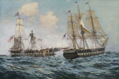 Az amerikai Constitution fregatt és a H.M.S. Java közötti ütközet, 1896 alkotó: Carlton Theodore Chapman