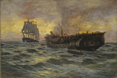 Az Egyesült Államok fregatt-alkotmánya és a H.M.S. Java, 1897 alkotó: Carlton Theodore Chapman
