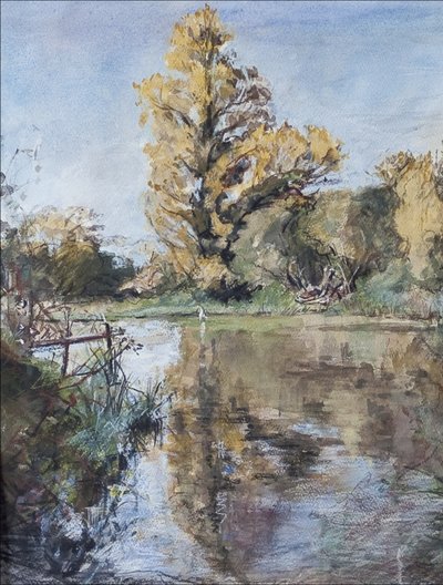 Early Autumn on the River teszt, 2007 (pasztell és wc papíron) alkotó: Caroline Hervey Bathurst