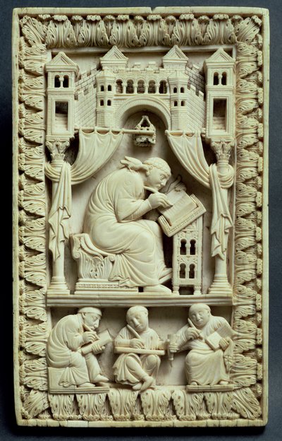 Szent Gergely írás írástudókkal lent, Francia-Német Iskola, 850-875 körül alkotó: Carolingian School