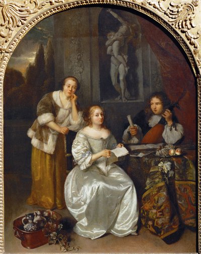 La lecon de chant - Az énekóra ... alkotó: Caspar (studio of) Netscher