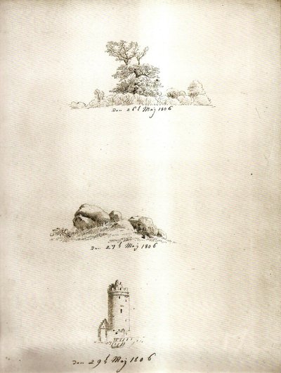 Fa, talicska és torony alkotó: Caspar David Friedrich