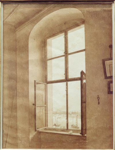 Kilátás a művész műterméből (bal oldali ablak) alkotó: Caspar David Friedrich