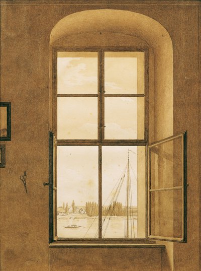 Kilátás a művész műterméből (jobb oldali ablak) alkotó: Caspar David Friedrich