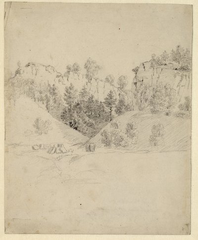 Német: Landschaft mit einem Steinbruch Tájkép kőbányával alkotó: Caspar David Friedrich