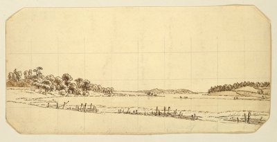 Lakeside, 1802-3 (toll és barna tinta mosás ceruzával papíron) alkotó: Caspar David Friedrich