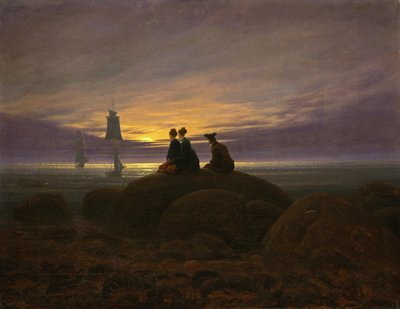 A hold felkelése a tenger felett alkotó: Caspar David Friedrich