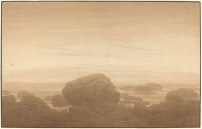 Holdkelte egy üres parton alkotó: Caspar David Friedrich
