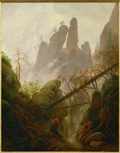 Sziklás táj az Elbsandsteingebirge-ben (festmény, vászon) alkotó: Caspar David Friedrich