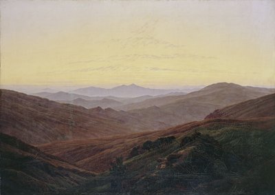 Óriás -hegység / Napkelte előtt a hegyekben alkotó: Caspar David Friedrich