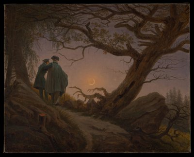 Két férfi, akik a holdat szemlélik alkotó: Caspar David Friedrich