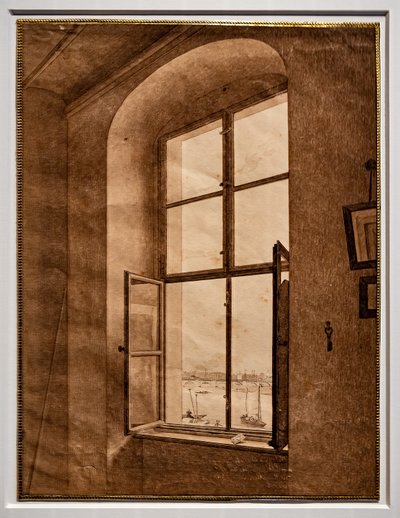 Kilátás a művész műterméből, bal oldali ablak alkotó: Caspar David Friedrich