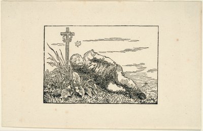 Fiatal férfi feküdt a síron alkotó: Caspar David Friedrich