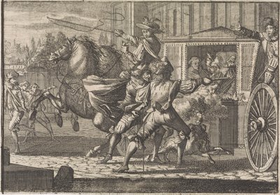 Támadás Nicolau Monteiro ellen, Cedofeita elöljárója ellen Róma utcáin alkotó: Caspar Luyken (attributed to)