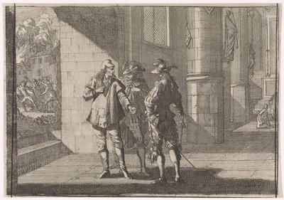 Masaniello két nemessel beszélget egy templomban, 1647 alkotó: Caspar Luyken (attributed to)