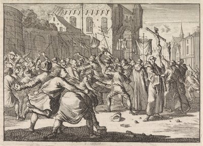 Danzigban körmenetet köszönnek a népek kőlépcsőkkel, 1678 alkotó: Caspar Luyken