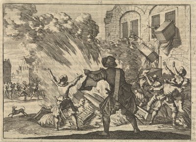 A lyoni vámházat kifosztották a megemelt jövedéki adók miatt, 1625 alkotó: Caspar Luyken