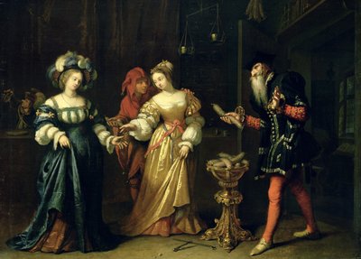 Egy álarcos joker, 1668 alkotó: Caspar Netscher