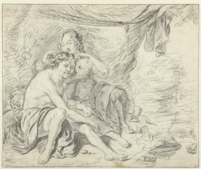 Pásztorlány babérkoszorúval koronázza meg a pásztort alkotó: Casper Casteleyn (attributed to)