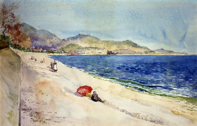 A tengerparton a Promenade des Anglais alatt, Nizza, Franciaország, 1898. alkotó: Cass Gilbert