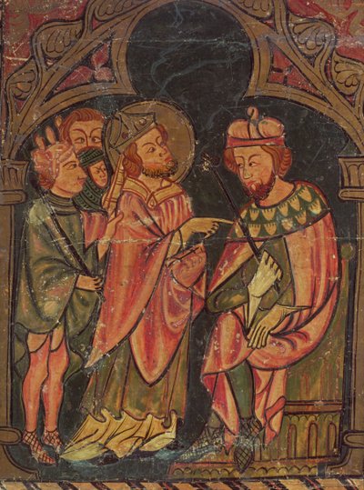 Szent Cipriánus (kb. 200-258) Karthágó püspöke, akit Valerianus császár elé vittek (ur. 253-60) 1300-25 alkotó: Catalan School