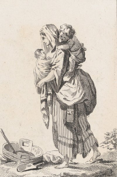 Kétgyermekes parasztasszony, kb. 1758. alkotó: Catherine Francoise Beauvarlet