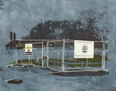 Hatás a tájra, 2014 (linómetszet és maratás) alkotó: Catherine Sutcliffe Fuller