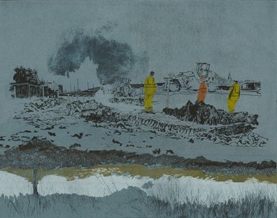 Mész a földön, 2014 (linómetszet és maratás) alkotó: Catherine Sutcliffe Fuller