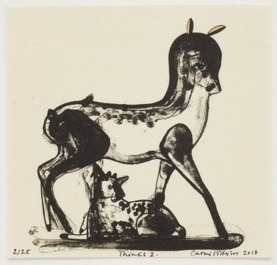 Gondolatok 2, 2013 (litográfia kézi színezéssel) alkotó: Cathie Pilkington