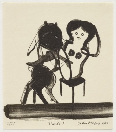 Gondolatok 5, 2013 (litográfia kézi színezéssel) alkotó: Cathie Pilkington