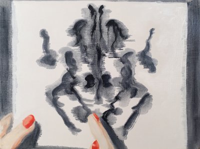 Rorsharch rajz, 2017 (olaj, papír) alkotó: Cathy Lomax