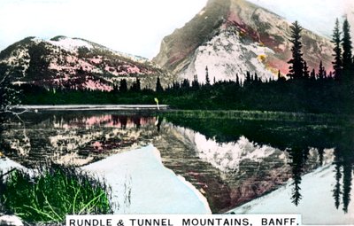 Mounts Rundle and Tunnel, Banff, Alberta, Kanada, 1920-as évek. alkotó: Cavenders Ltd