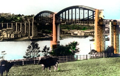 A Royal Albert Bridge, Saltash, Cornwall, 1926. alkotó: Cavenders Ltd