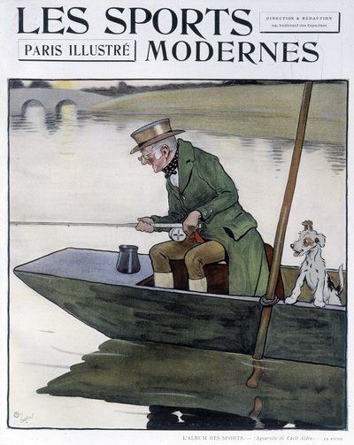 Horgászat – C. Aldin rajza a „Modern Sports” c. alkotó: Cecil Charles Windsor Aldin