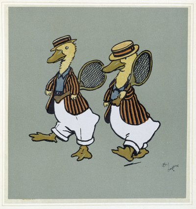 Deux ducks en suit de tennis - a „Merry Party”-ban, ill. Cécil Aldin, szerk. Hodder & Stoughton, London alkotó: Cecil Charles Windsor Aldin