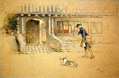 Hazatérés (színezett kréta színezett papíron) alkotó: Cecil Charles Windsor Aldin