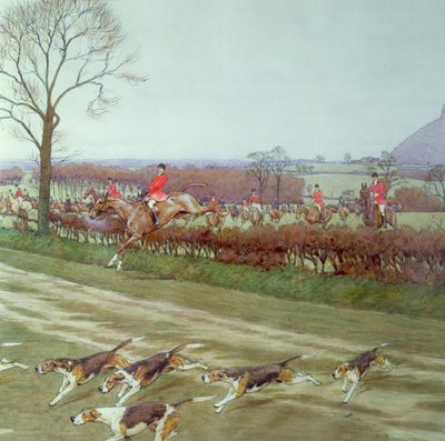 A Cheshire - távol Tattenhalltól, 1912-es toll, tinta és WC-részlet a 85436-ból alkotó: Cecil Charles Windsor Aldin
