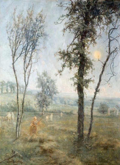 Szénavarrás Holdfényben, 1876. alkotó: Cecil Gordon Lawson