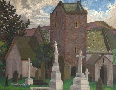 Llangennith Church, Dél-Wales, 1930 körül (olaj, vászon) alkotó: Cedric Morris