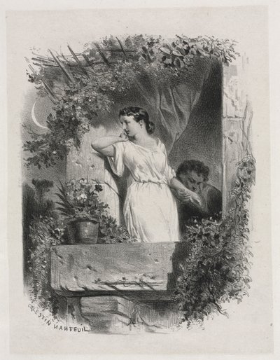 Az erkélyen, 1842. alkotó: Celestin Francois Nanteuil