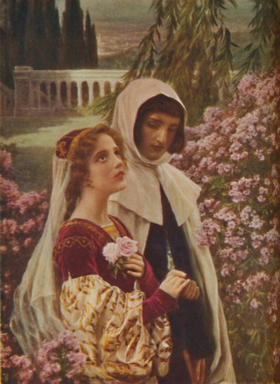 „Dante Alighieri – Dante és Beatrice a kertben”, 1925 alkotó: Cesar Saccagi