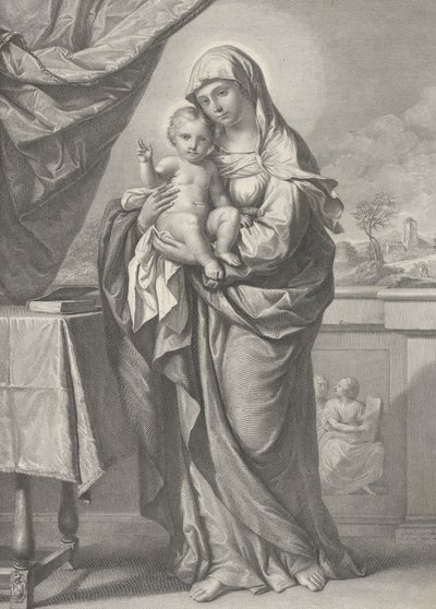 Szűz és gyermek, 19. század alkotó: Cesare Ferreri
