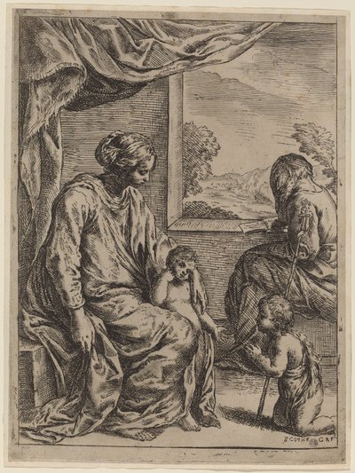 A Szent Család Keresztelő Szent Jánossal alkotó: Cesare Roberti, after Simone Cantarini
