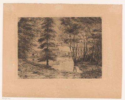 Kilátás a Ghlin-kastélyra alkotó: Ch. Perrin (signed by artist)