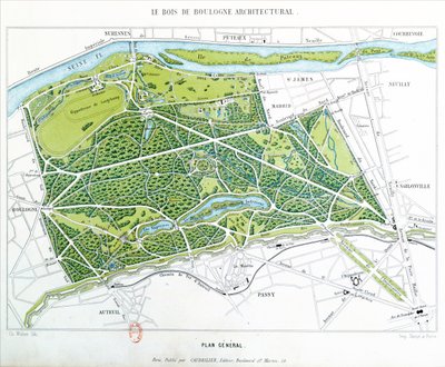 A párizsi Bois de Boulogne terve, kiadó: Caudrilier, 1860 alkotó: Ch. Walter