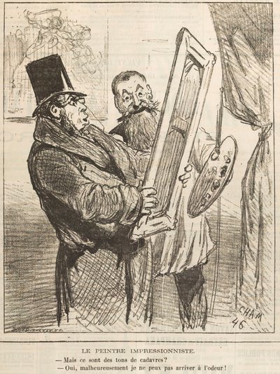 Az impresszionista festő: De ezek hullahangok..., 1877. alkotó: Cham