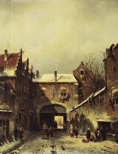 Egy holland város télen alkotó: Charles Henri Joseph Leickert