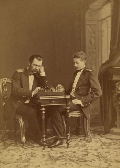 Konstantin Nyikolajevics de Russie és Konstantin Konstantin Konstantinovics de Russie – Konsztantyin Nyikolajevics orosz nagyherceg (1827-1892) és Konstantin Konsztantyinovics orosz nagyherceg (1858-1915), Bergamasco, Károly (Karl) (1830-1896). Albumin Pho alkotó: Charles Bergamasco