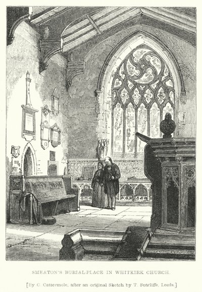 Smeaton temetkezési helye a Whitkirk templomban (metszet) alkotó: Charles (after) Cattermole